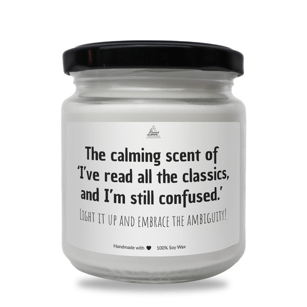 a white jar with a black lid that says, the calming scent of i '