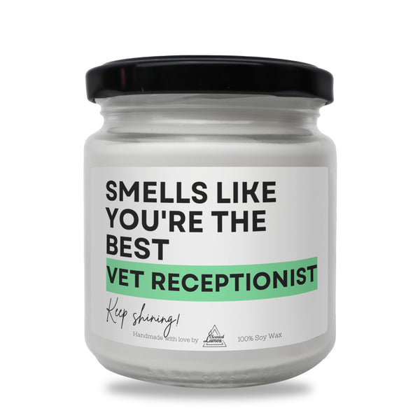 a white jar with a black lid that says smells like you're the best