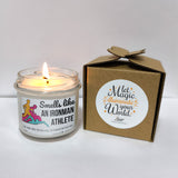 a candle that is next to a box