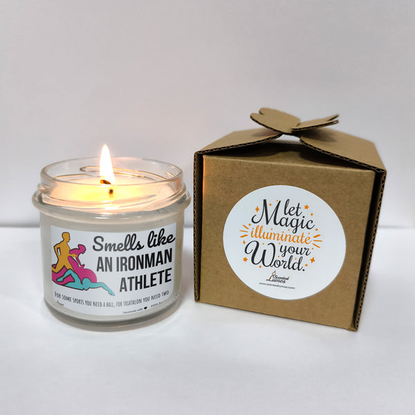 a candle that is next to a box