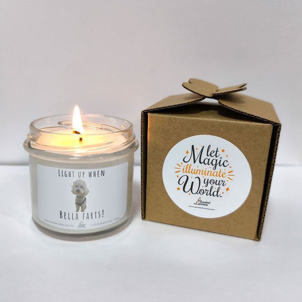 Light up when [Pet name] Farts Funny Soy Candle