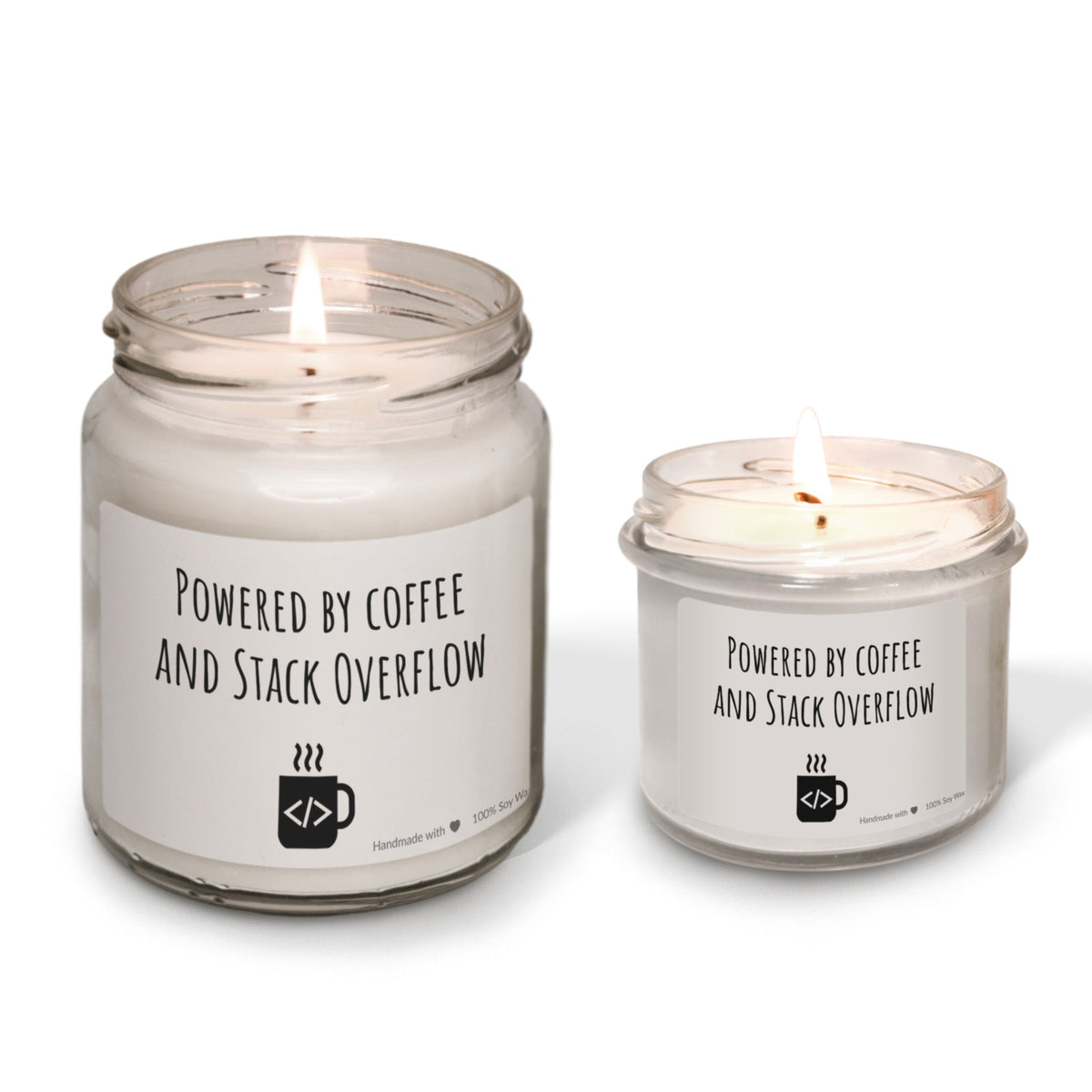 Powered by coffee and Stack Overflow lumanare parfumata din soia