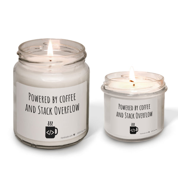 Powered by coffee and Stack Overflow lumanare parfumata din soia