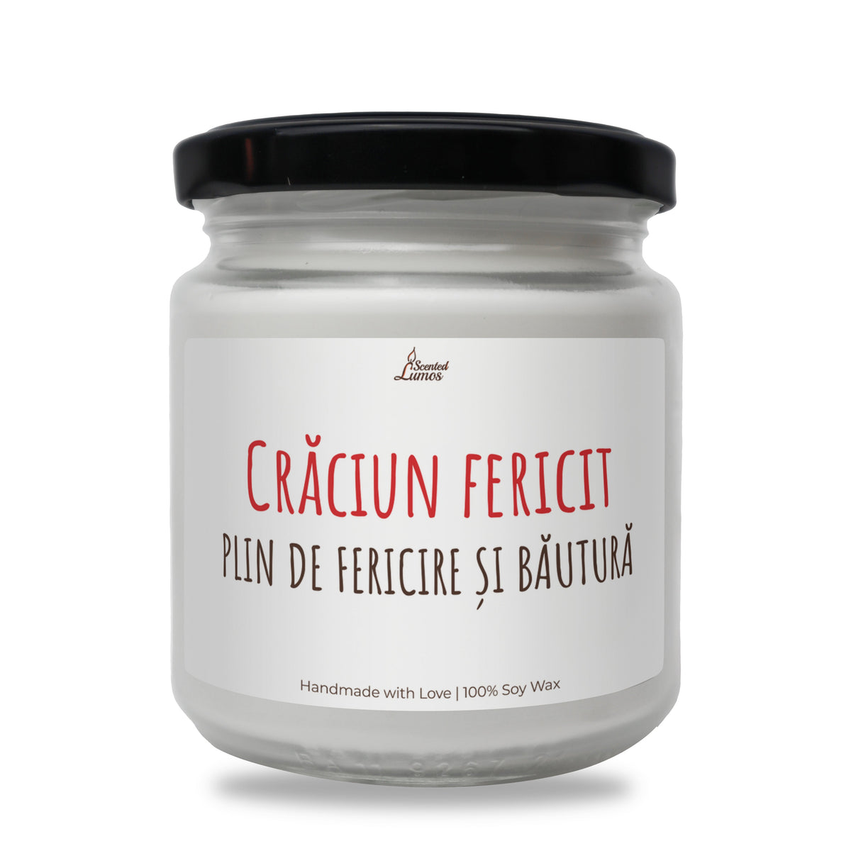 Craciun fericit PLIN DE FERICIRE sI BaUTURa Lumanare parfumata din soia