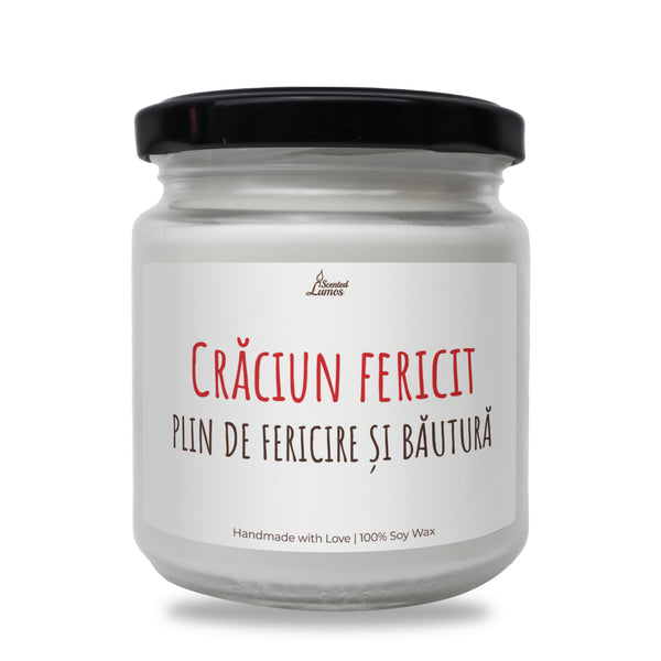Craciun fericit PLIN DE FERICIRE sI BaUTURa Lumanare parfumata din soia