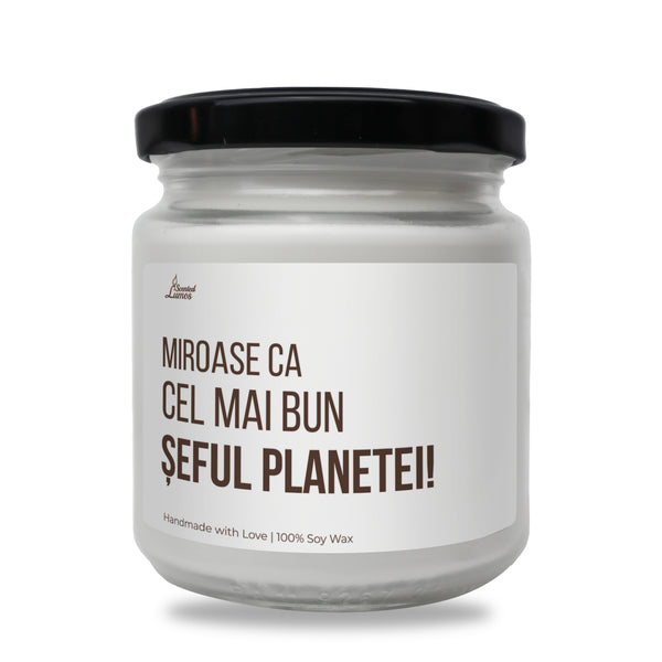 Miroase ca cel mai bun seful planetei! Lumanare parfumata din soia
