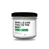 a jar of white candles with a black lid