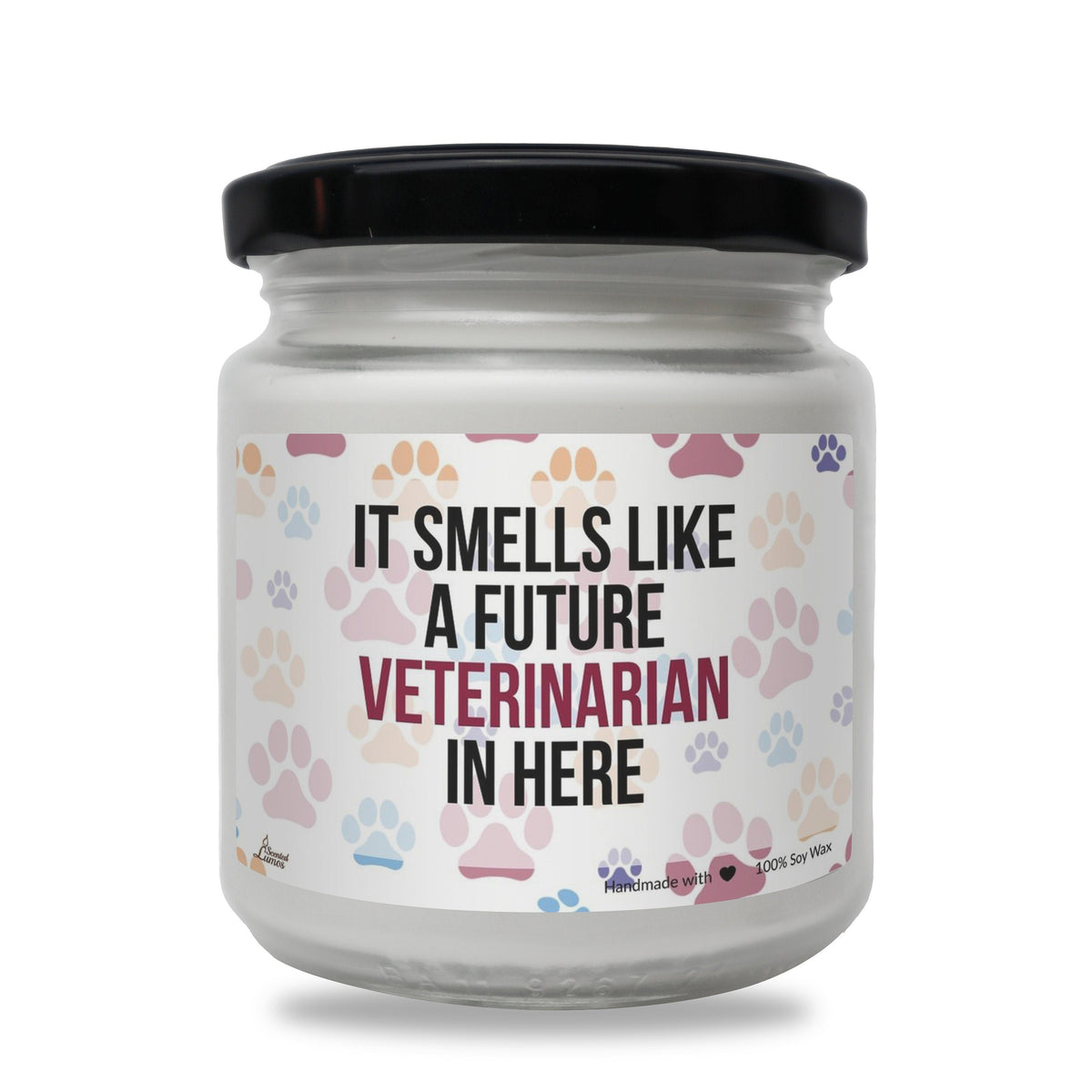 a jar with a dog paw print on it