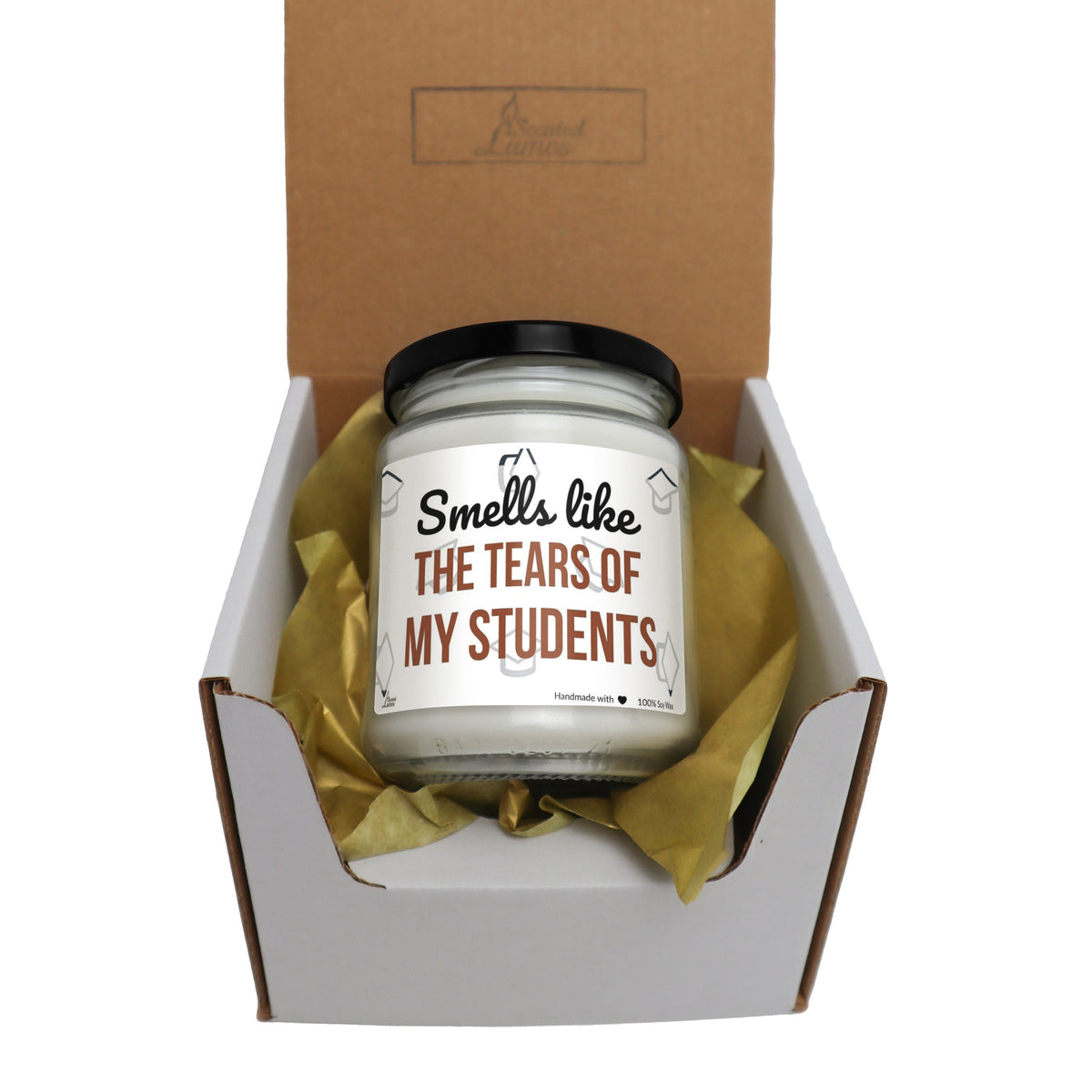 a jar of candles sitting inside of a box
