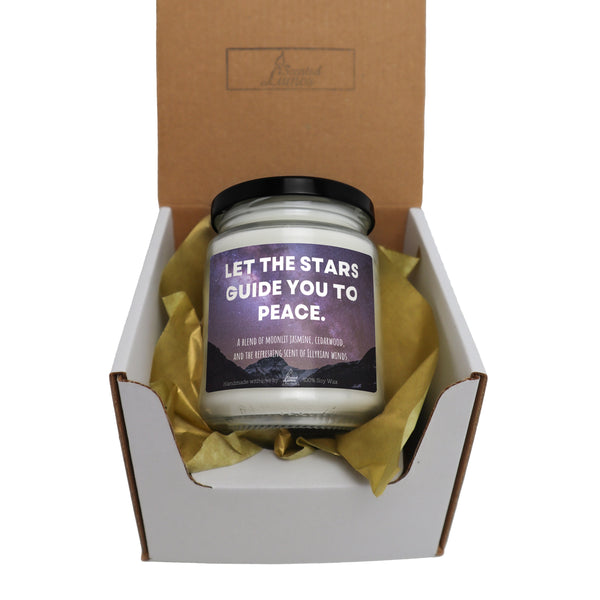 Let the stars guide you to peace Book lover Scented Soy Candle