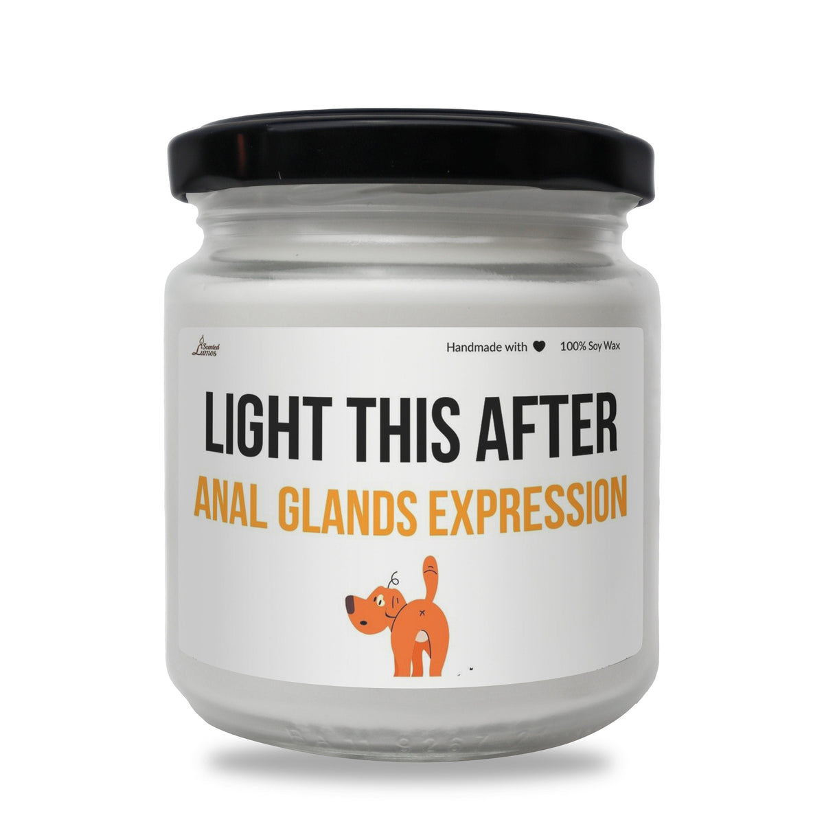 a white jar with an orange elephant on it