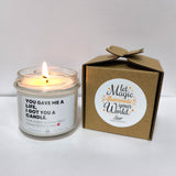 a candle that is next to a box