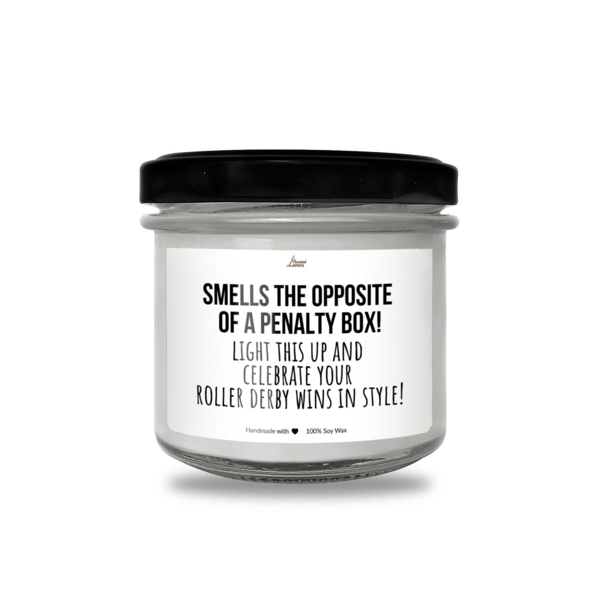 a white candle with a black lid on a white background