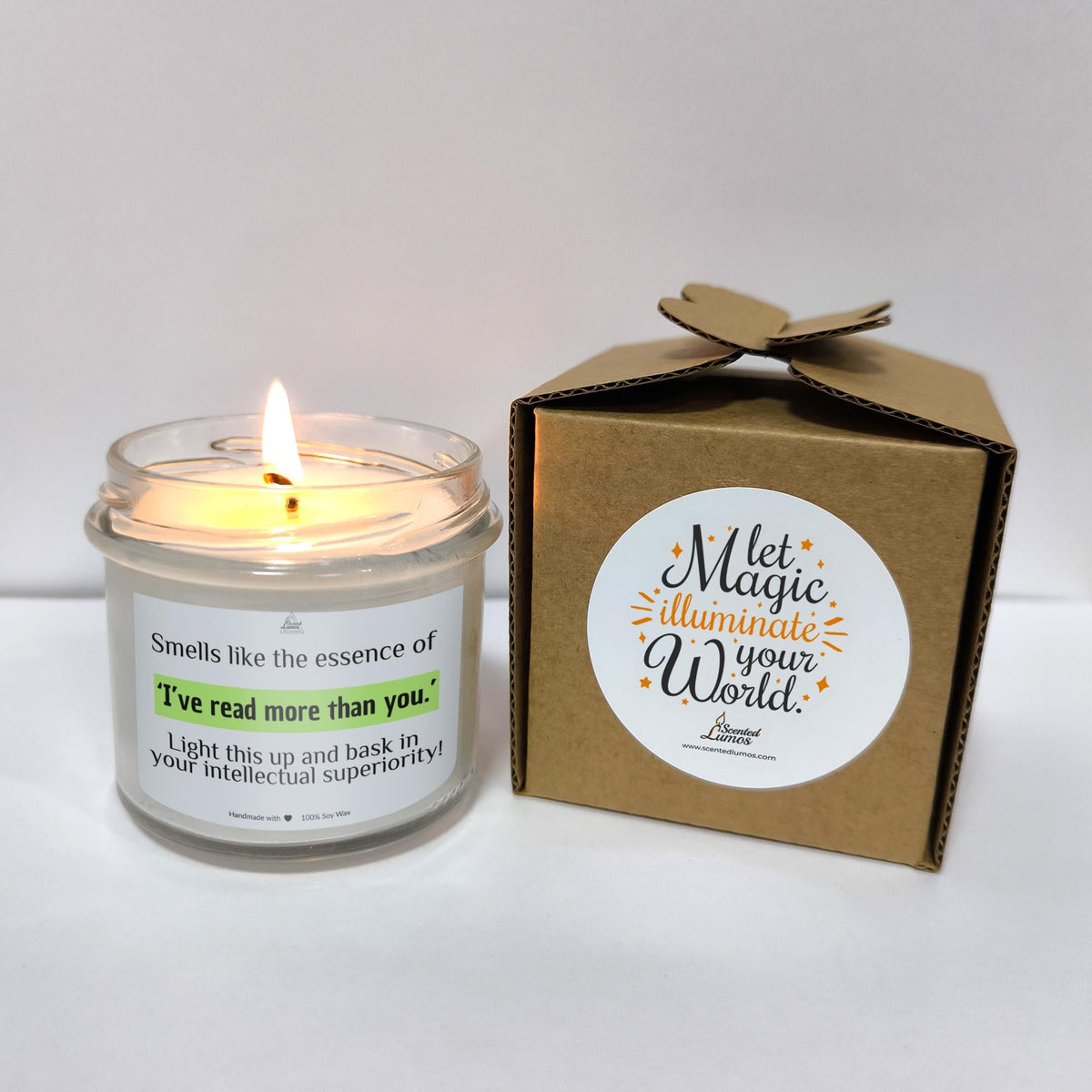 a candle that is next to a box