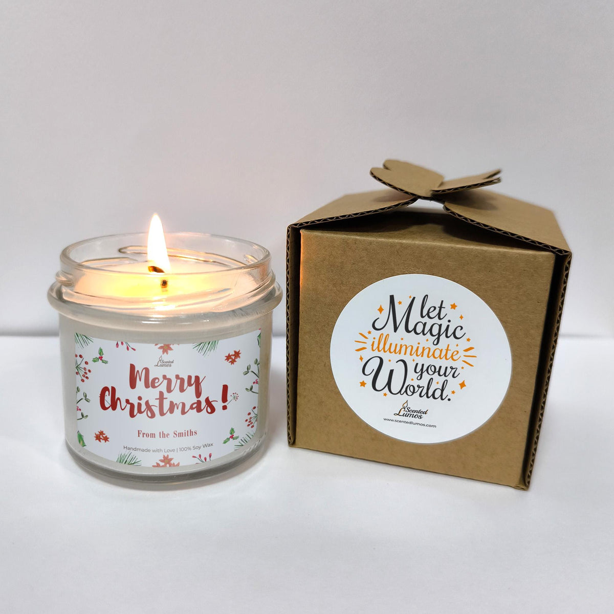 a candle is sitting next to a box