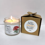 a candle that is next to a box