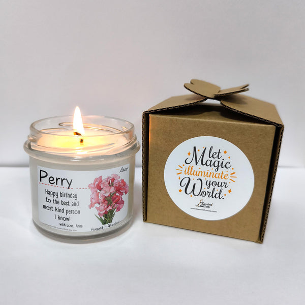 a candle that is next to a box