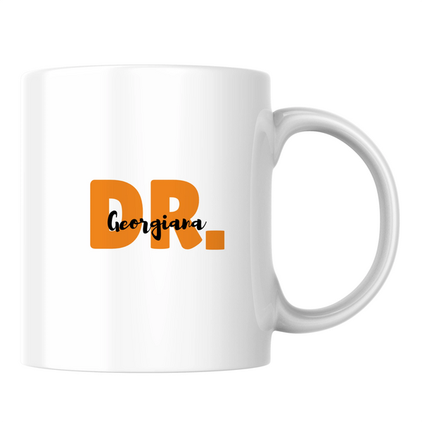 Cană personalizată pentru doctor - Cană albă (o parte)