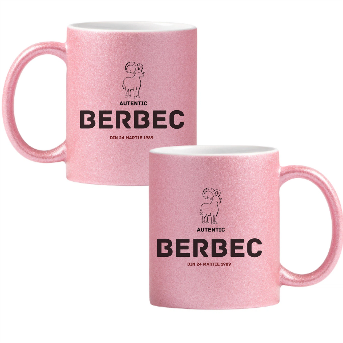 Berbec autentic (personalizată) Cană cu Glitter 350ml - Roz