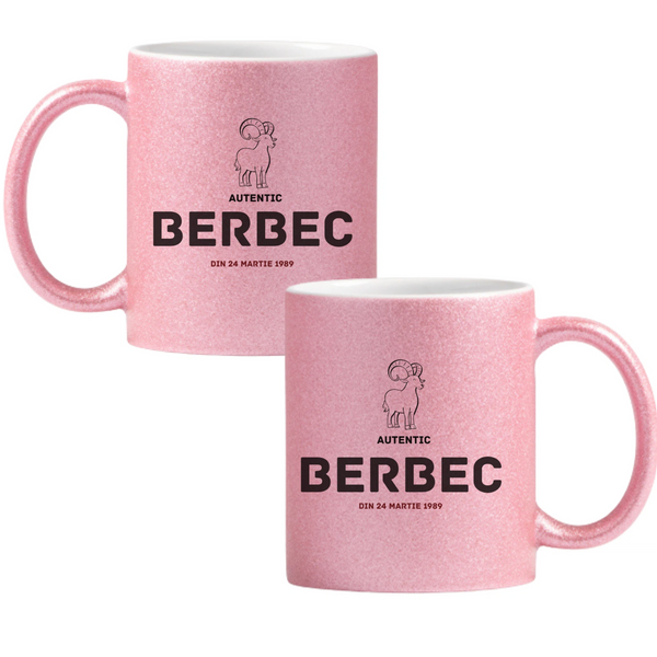 Berbec autentic (personalizată) Cană cu Glitter 350ml - Roz