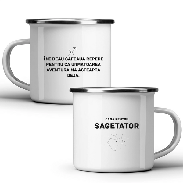 Zodia Săgetător - Cană albă - cana metalica