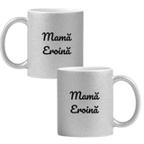 Mamă Eroină Cană cu Glitter 350ml - Gri