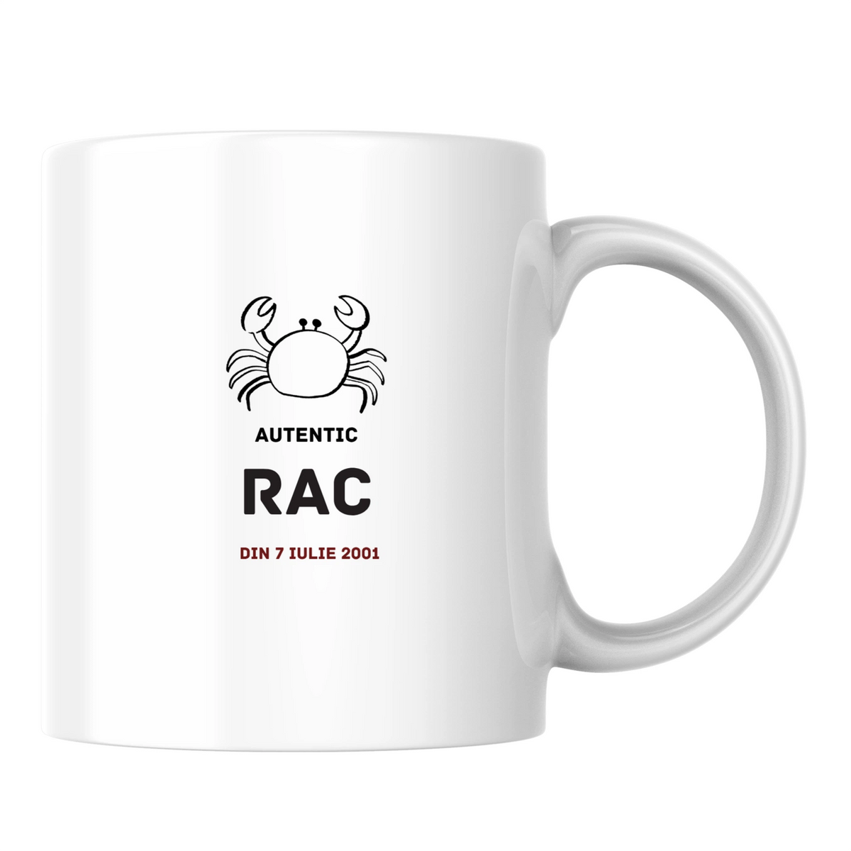 Rac autentic (personalizată) - Cană albă (o parte)
