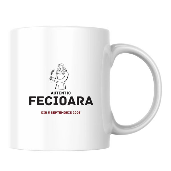 Fecioară autentic (personalizată) - Cană albă (o parte)