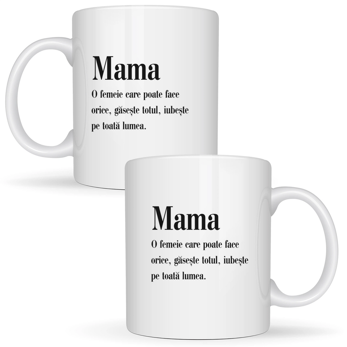 Mama găsește totul - Cană albă (ambele parti)