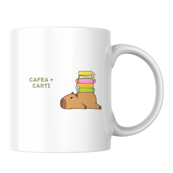 Cafea + Cărți - Cană albă (o parte)