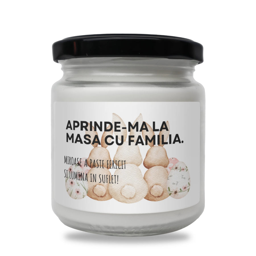 Aprinde-mă la masa cu familia. Miroase a Paște fericit! Lumânare parfumată din soia