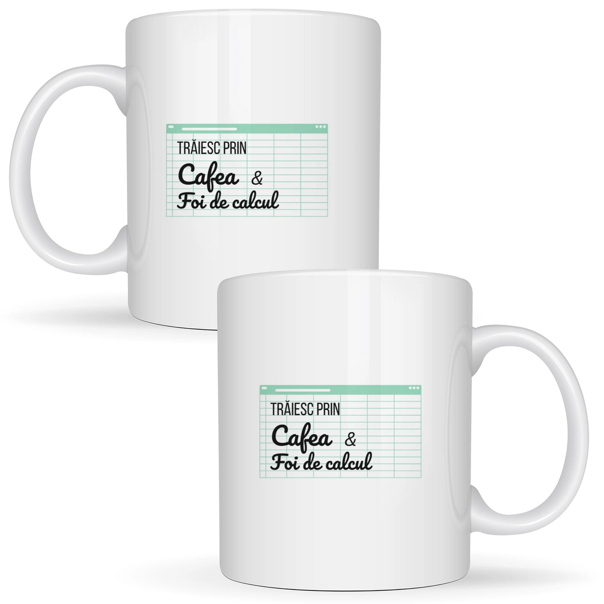 Trăind cu cafea și foi de calcul - Cană albă (ambele parti)