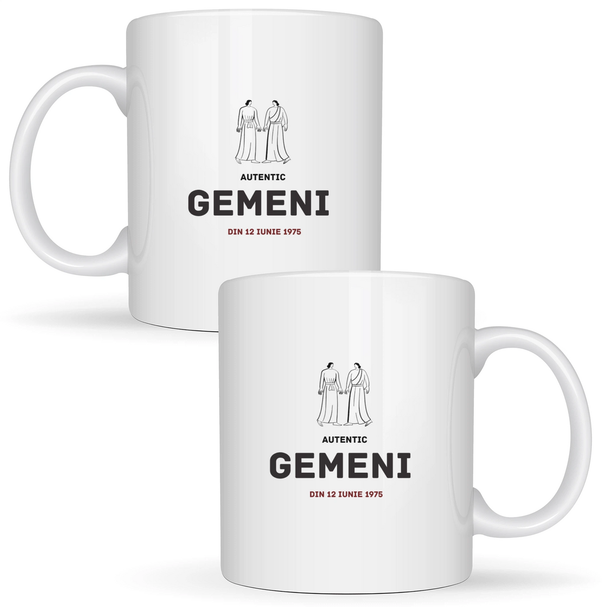 Gemeni autentic (personalizată) - Cană albă (ambele parti)