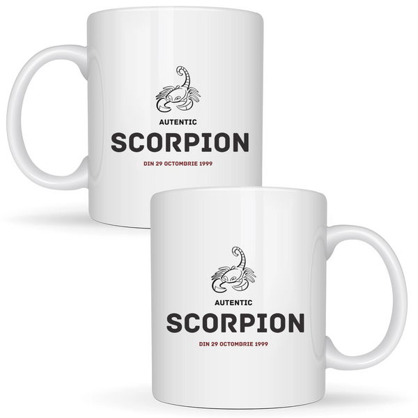 Scorpion autentic (personalizată) - Cană albă (ambele parti)