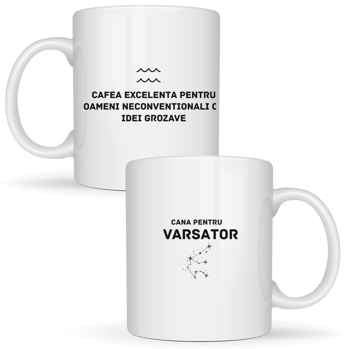 Zodia Vărsător - Cană albă (ambele parti)