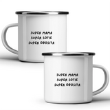 Super mamă, super soție, super obosită - Cană albă - cana metalica