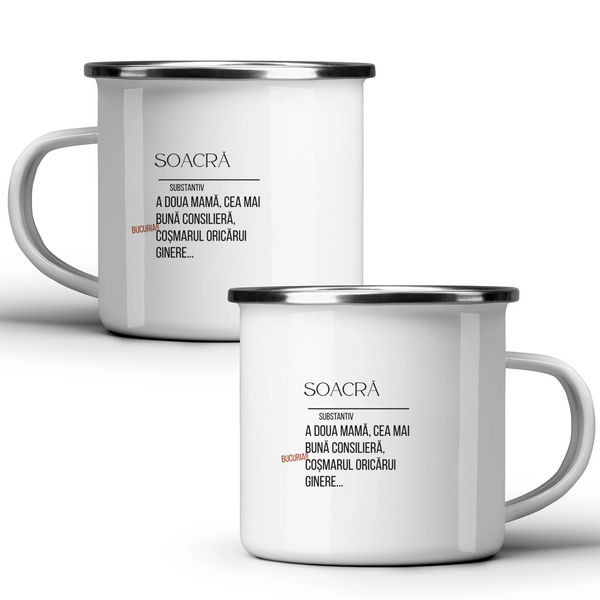 Soacra, definiție - Cană albă - cana metalica