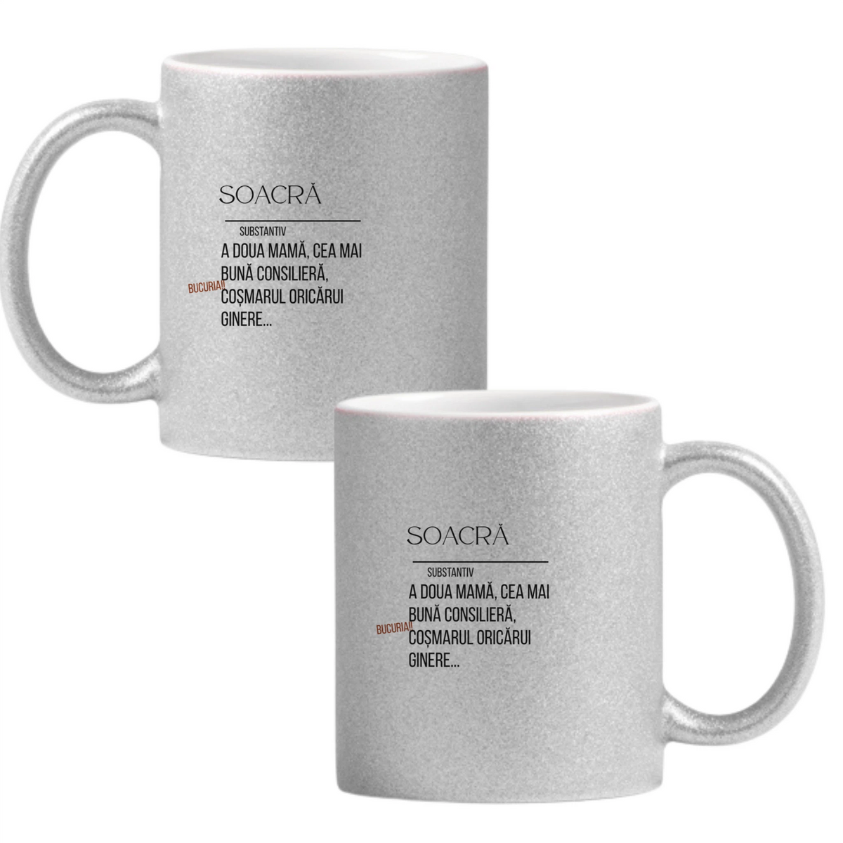 Soacra, definiție Cană cu Glitter 350ml - Gri