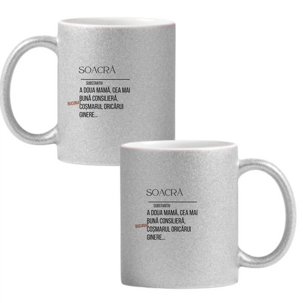 Soacra, definiție Cană cu Glitter 350ml - Gri