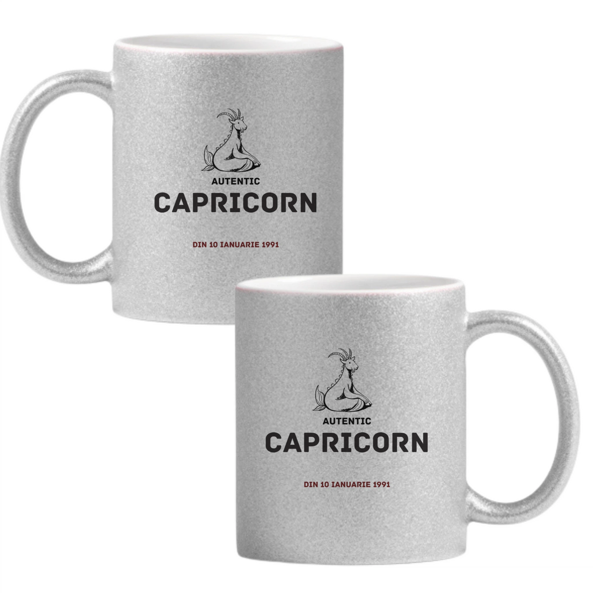 Capricorn autentic (personalizată) Cană cu Glitter 350ml - Gri