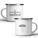 Zodia Gemeni - Cană albă - cana metalica