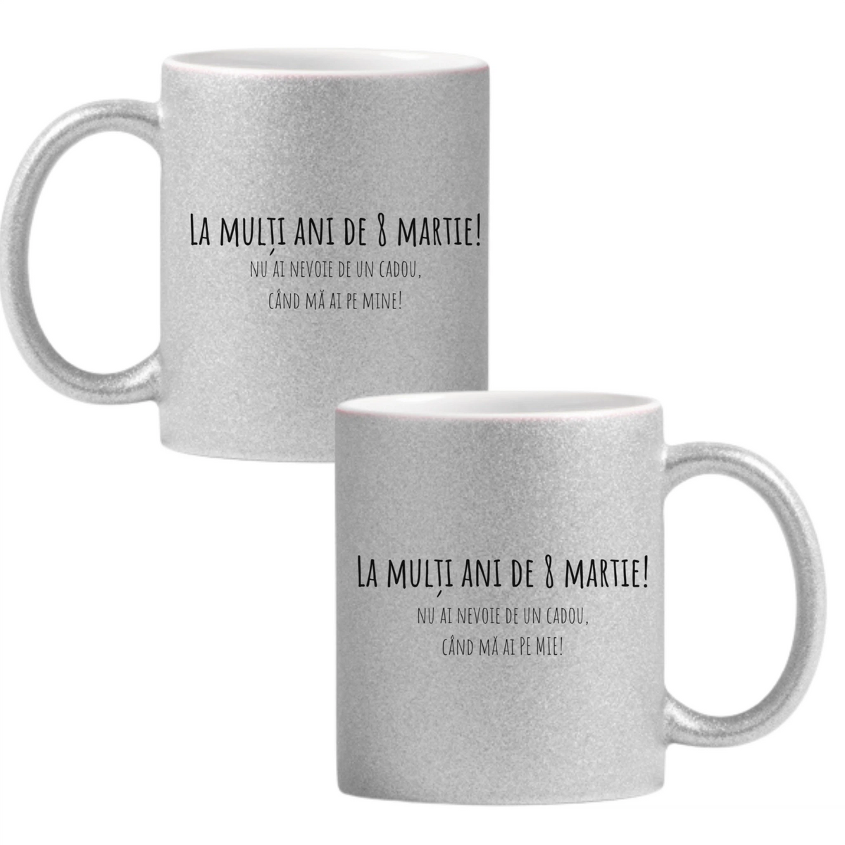 Nu ai nevoie de un cadou când mă ai pe mine Cană cu Glitter 350ml - Gri