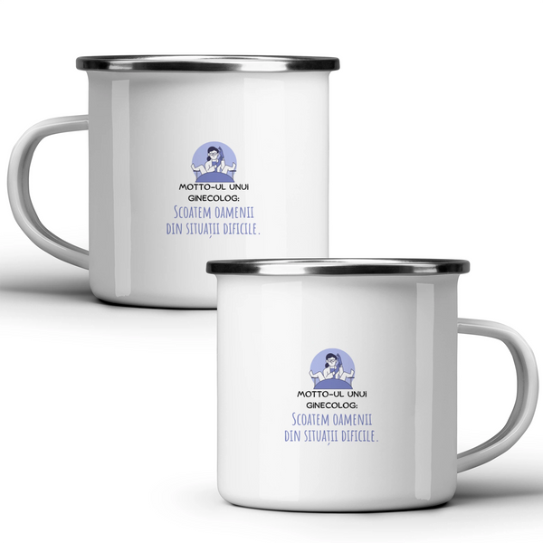 Motto pentru un ginecolog - Cană albă - cana metalica