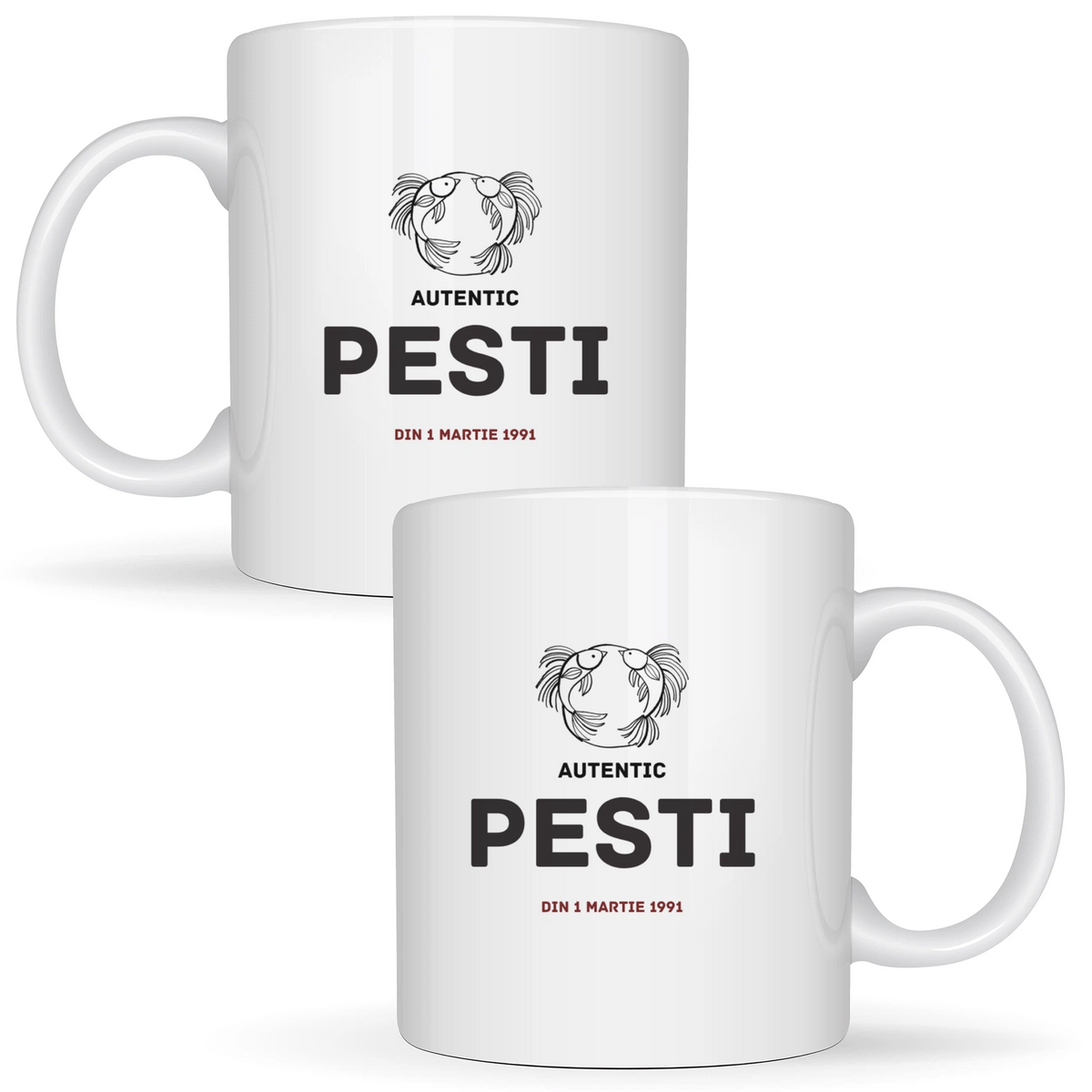 Pești autentic (personalizată) - Cană albă (ambele parti)