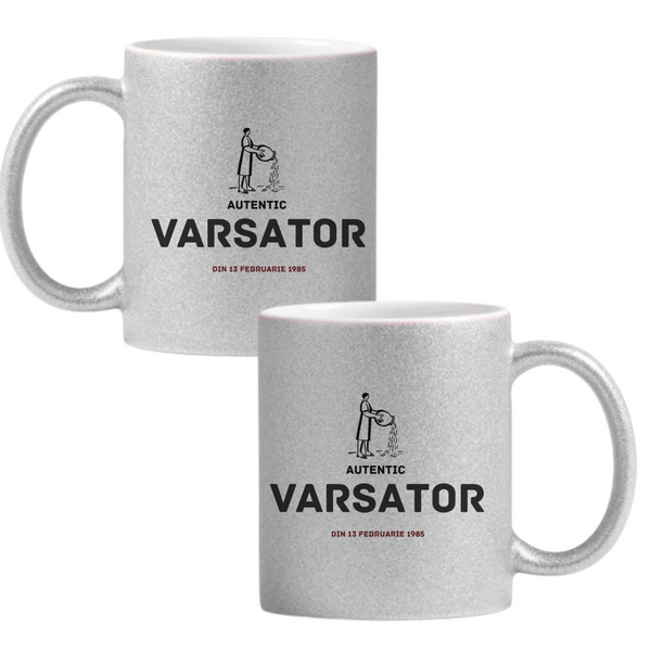 Vărsător autentic (personalizată) Cană cu Glitter 350ml - Gri