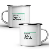 Trăind cu cafea și foi de calcul - Cană albă - cana metalica