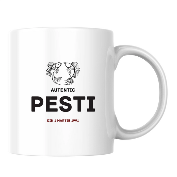 Pești autentic (personalizată) - Cană albă (o parte)