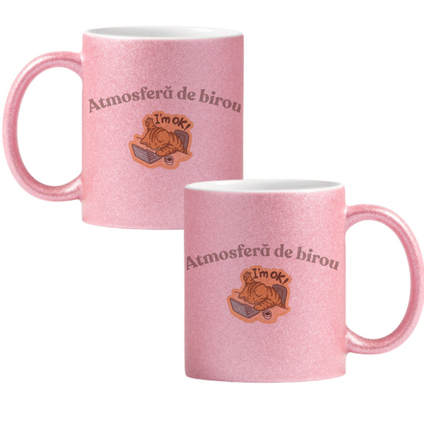 Atmosferă de birou Cană cu Glitter 350ml - Roz