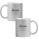 Bunica mă tentează cu mâncare Cană cu Glitter 350ml - Gri