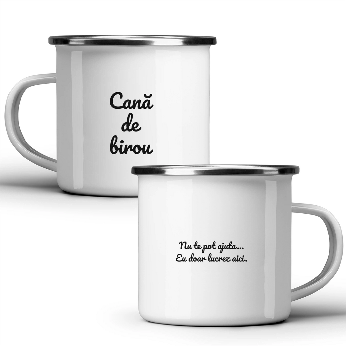Cana de birou - Cană albă - cana metalica